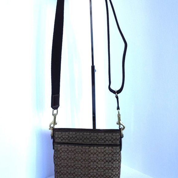 COACH 2008 Brown signature C jacquard swingpack with suede trim and brass - Picture 5 of 13